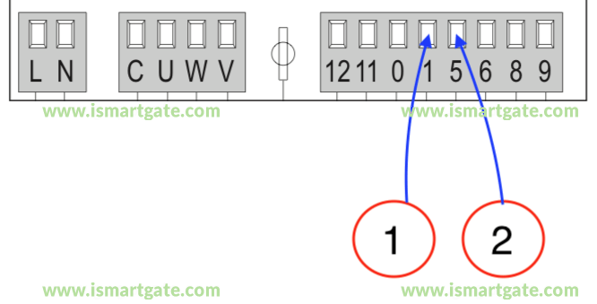 Wiring diagram for Entrematic 230V AC Motors (E1)